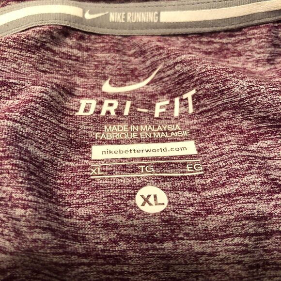 Nike Running Funnel Neck Hoodie Womens Burgundy XL Heathered Pockets Gym Sports - Picture 3 of 14